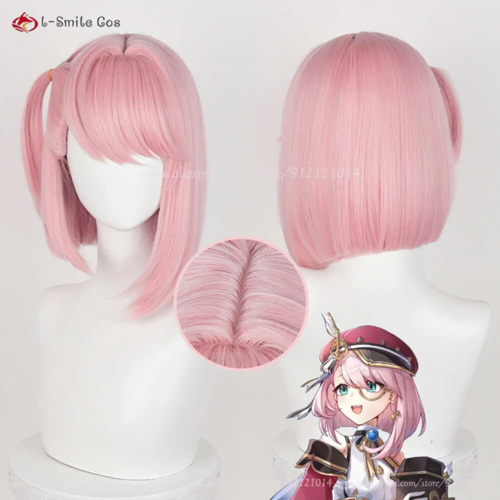 Catsuit Kostuums Spel Genshin Impact Fontaine Charlotte Cosplay 35 cm Roze Pruik Hittebestendige Synthetische Haar Rollenspel Anime Pruiken