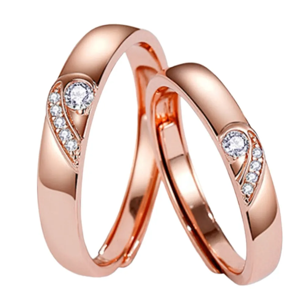 Gullei Wedding Rings Set for a Couple - Half Hearts Marriage Rings for Men  and Women