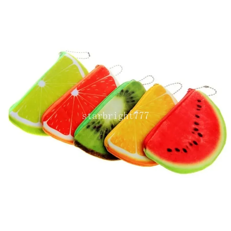 Moda laranja melancias semicírculo carteiras 3d senhoras bolsa impressão macia sacos de frutas crianças roupas bolsa para crianças presente