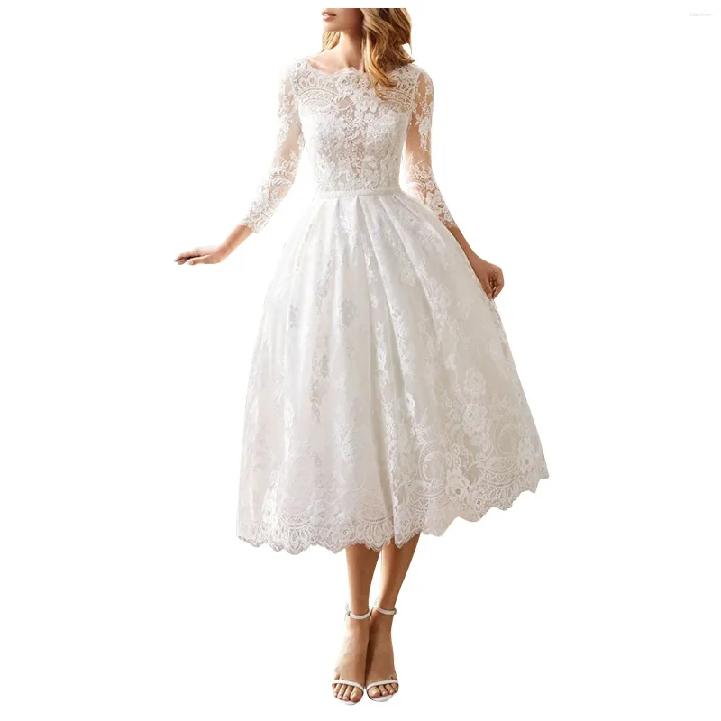 white lace fit and flare dress with sleeves Glamorous Fit-and-Flare Dress main image 0