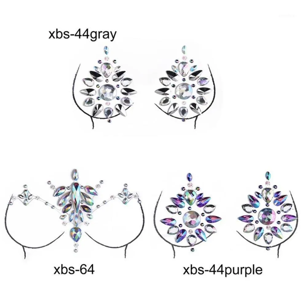 Sex Product Women Bra Breast Pasties Adhesive Stickers Body Paint Accessories Crystal Nipple Stickers Chest1248R