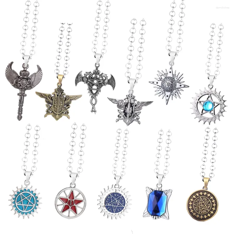 Naszyjniki wiszące anime czarny butler naszyjnik niebieski pentagram eagle metal metalowy łańcuch linku cosplay men biżuteria
