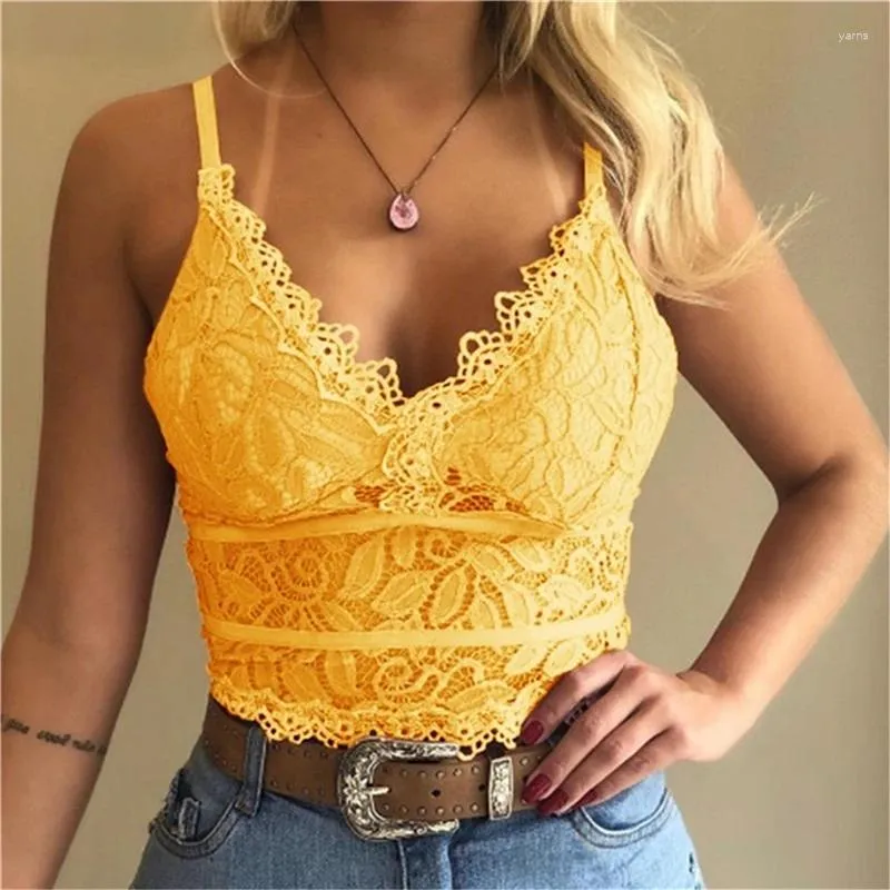 Women's Tanks 2023 Eyelash Lace Strap Wrapped Chest Shirt Top Underwear Ladies Camisole Black White Women Summer Crop 5 Colors