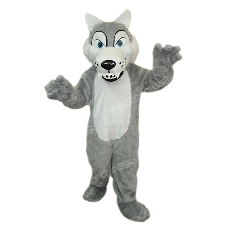 Performance gray Wolf Mascot Costume Top Quality Christmas Halloween Fancy Party Dress Cartoon Character Outfit Suit Carnival Unisex Outfit