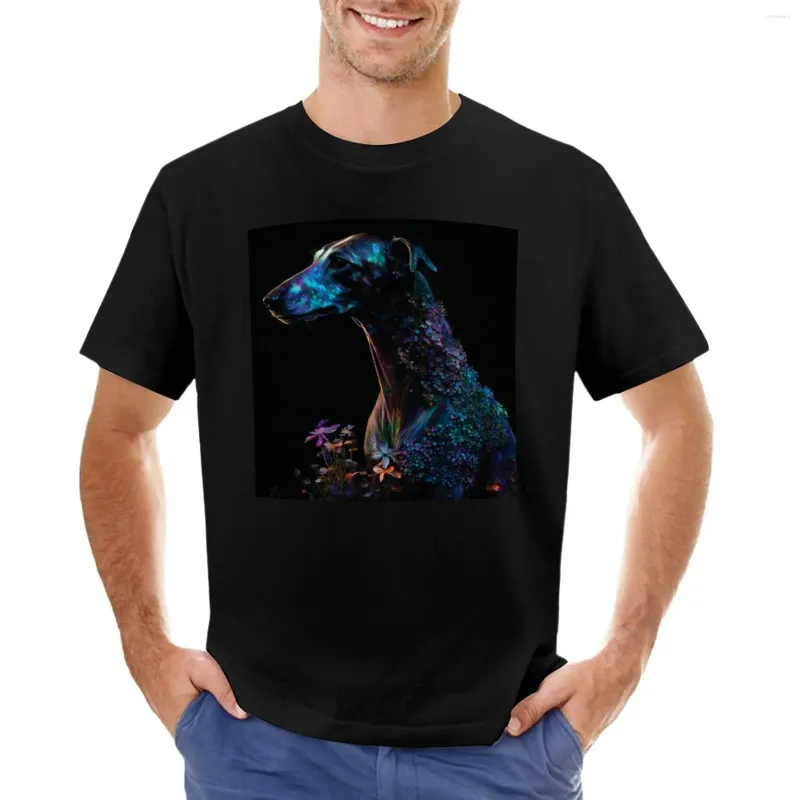 Polos pour hommes Greyhound T-Shirt Portrait fleuri T-Shirt noir graphique chemises unies hommes