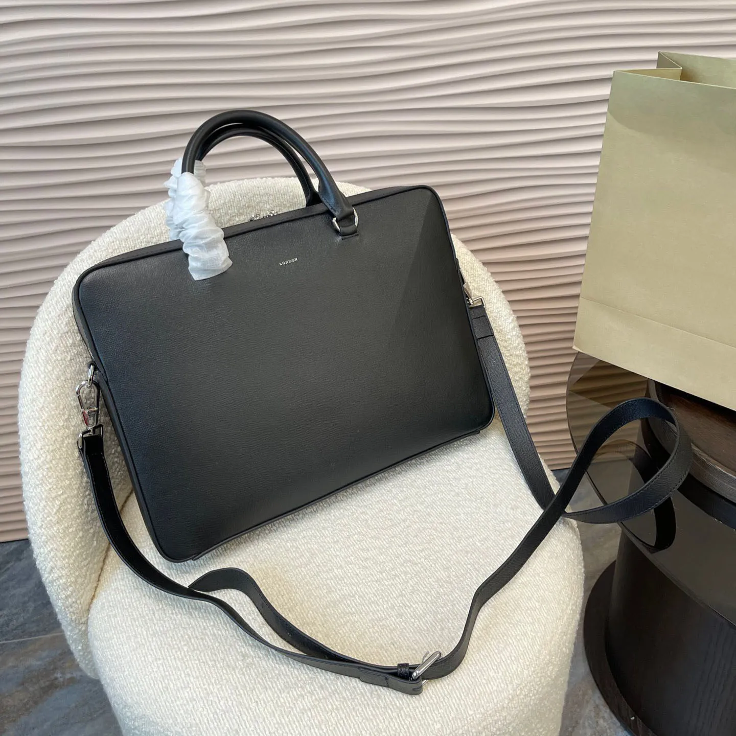 Business Briefcase Men Woven Leather Large Capacity Crossbody Bag Waterproof Handbag Computer Bags main image 1