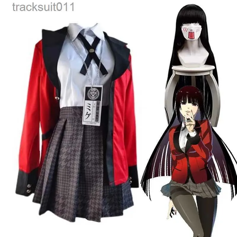 Trajes de anime Kakegurui Jabami Yumeko Cosplay Come Halloween Sayaka Compulsive Gambler Anime School Girl Saia plissada Uniforme Conjunto completo L231027