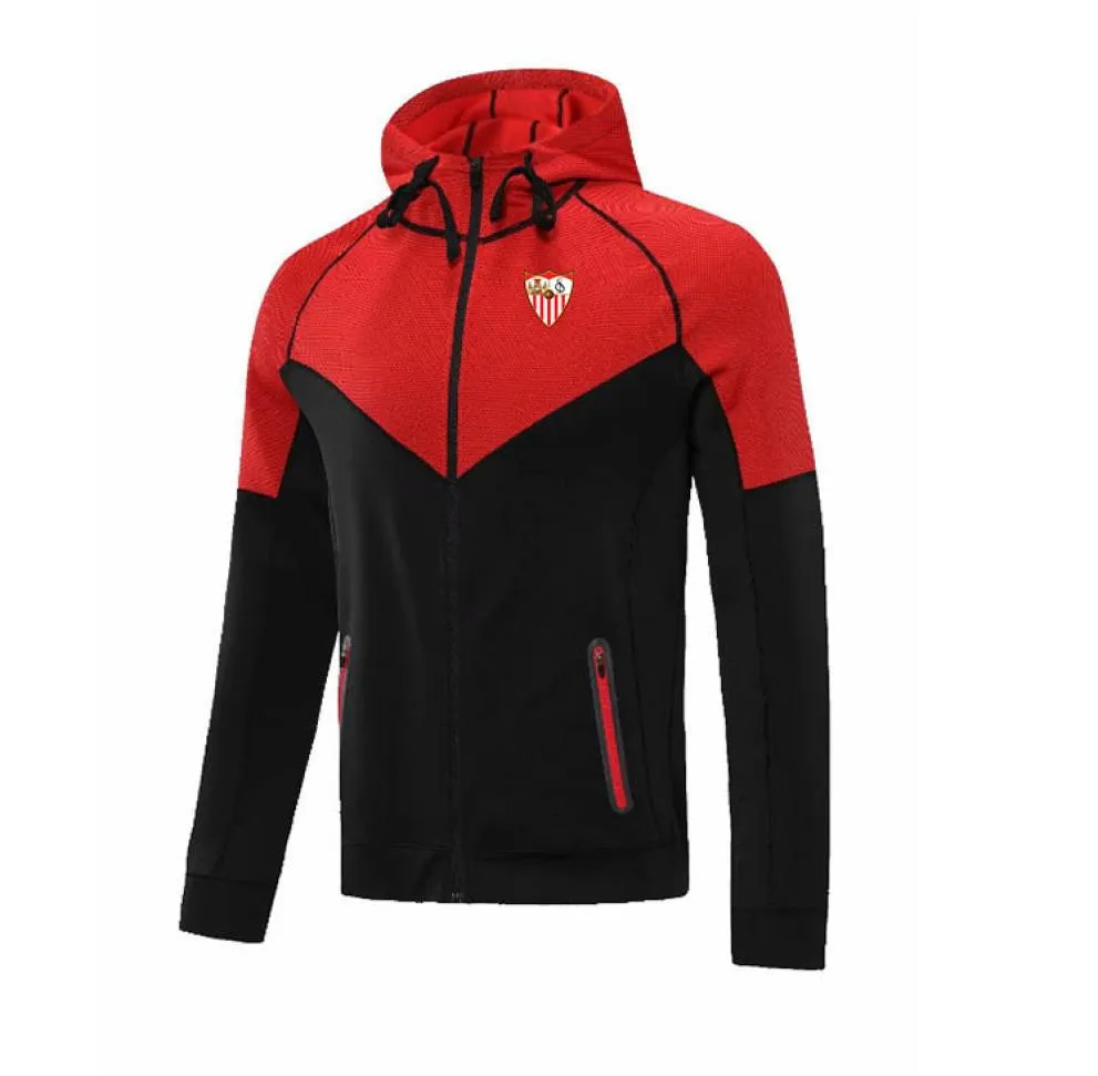 Sevilla FC Sport Herren039s Warnjacke Fitness Laufkleidung Fußball Kapuzenjacke Fußballverein Trainingstrikot3149201