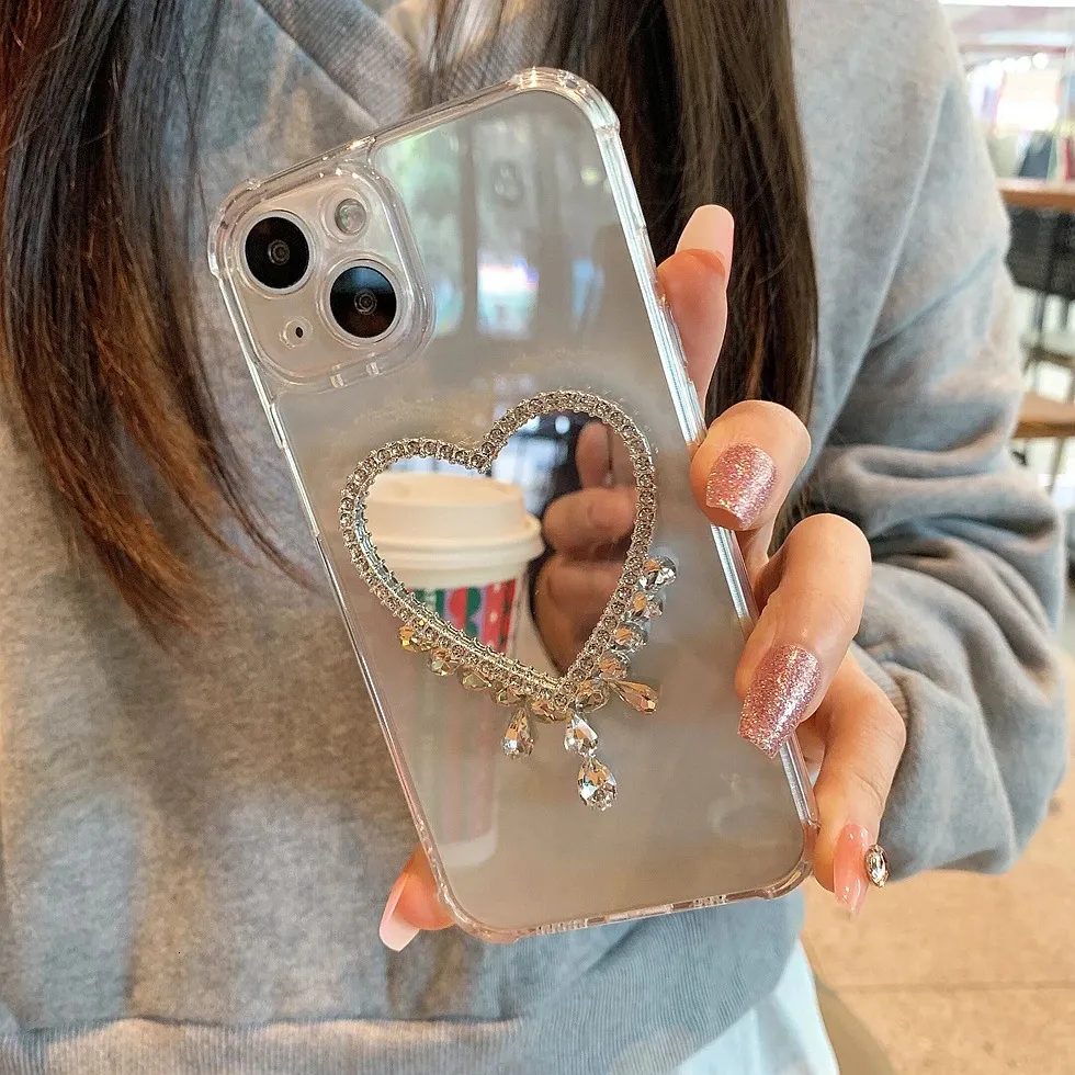 Mobiltelefonfodral Luxury Diamond Mirror Transparent mjukt fodral för iPhone 14 13 11 Pro XS Max X XR 7 8 Plus Mini SE 2020 Transparent Silicone Cover 231026