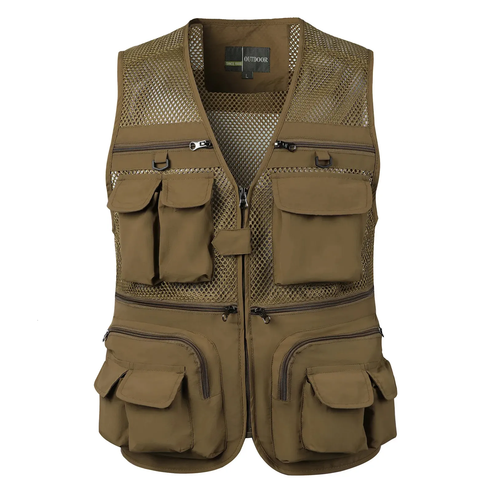 Men's Vests Men's Vest Tactical Webbed Gear Coat Summer Pographer Waistcoat Tool Many Pocket Mesh Work Sleeveless Jacket Male 231026