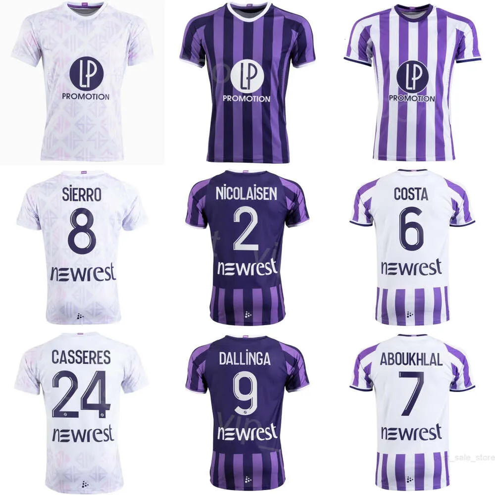 TOULOUSE Club Soccer 7 Zakaria Aboukhlal Jerseys 50 Guillaume spoczywa 17 Gabriel Suazo 9 thijs Dallinga 3 Mikkel Desler 19 Zestawy futbolowe Frank Magri 23-24 Sport