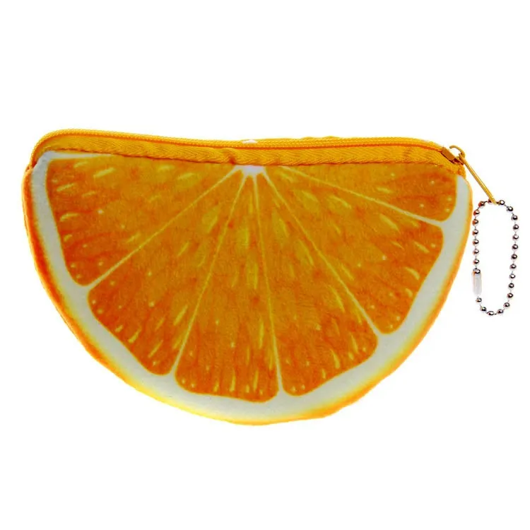 fashion orange watermelons semicircle Wallets 3D ladies purse soft printing fruit bags children clothes pouch for kids gift TO482