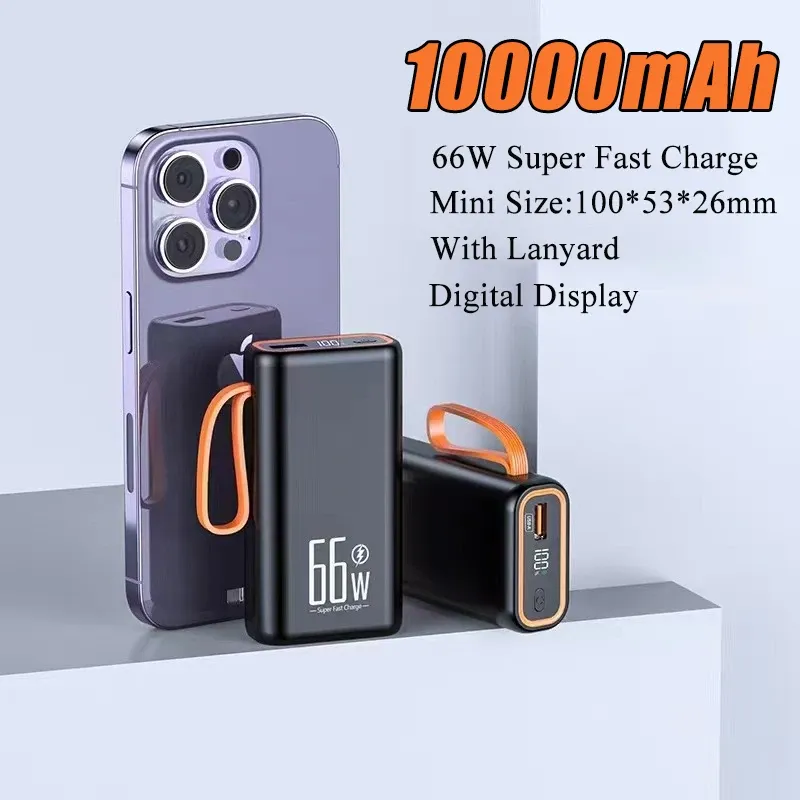 Mini Power Bank 10000mAh PD20W Caricabatteria esterno portatile bidirezionale da 66W a ricarica rapida Powerbank per iPhone 12 Xiaomi Huawei