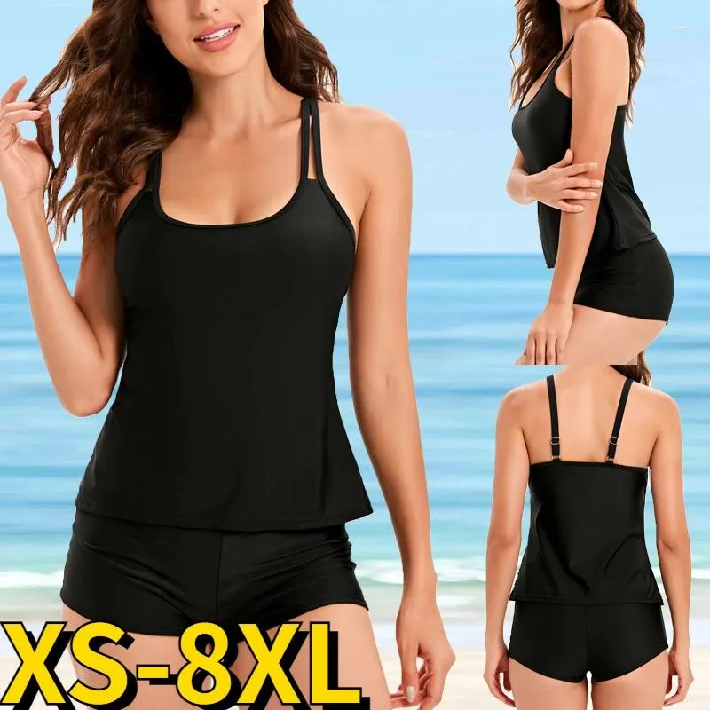 Kvinnors badkläder Kvinnor Lossa kvinnliga två stycken Baddräkt Vintage Tankini Baddräkter Design Tryck strandkläder Hög midja baddräkt