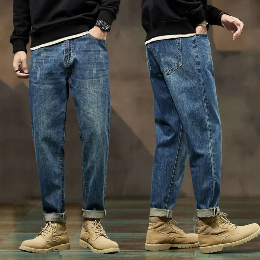 Men's Jeans Loose Fit Harem Jeans Pants Men Baggy Trousers Blue Spring and Winter s Clothing Full Length Tapered Oversized