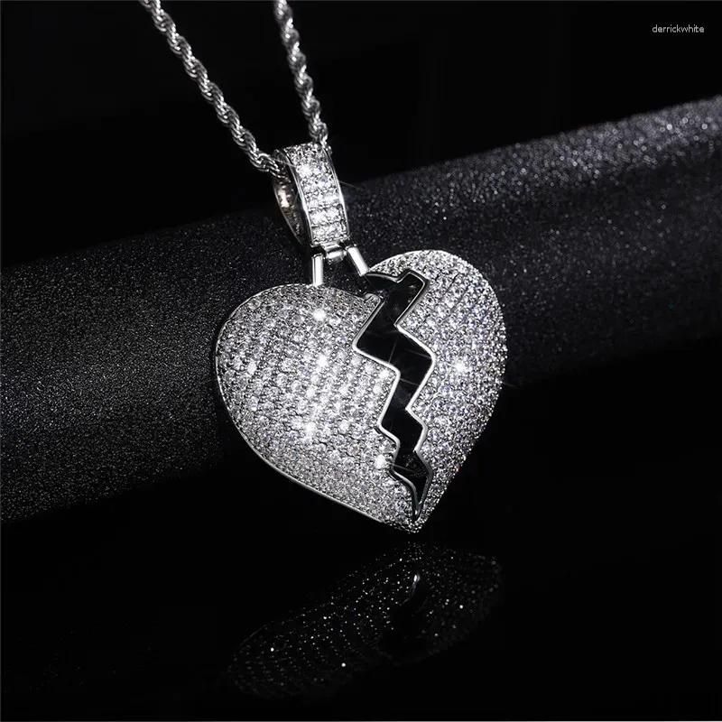 Pendant Necklaces CAOSHI Luxury Paved Full Cubic Zirconia Necklace Broken Heart Mood Jewelry For Women Emotional Accessories Selling