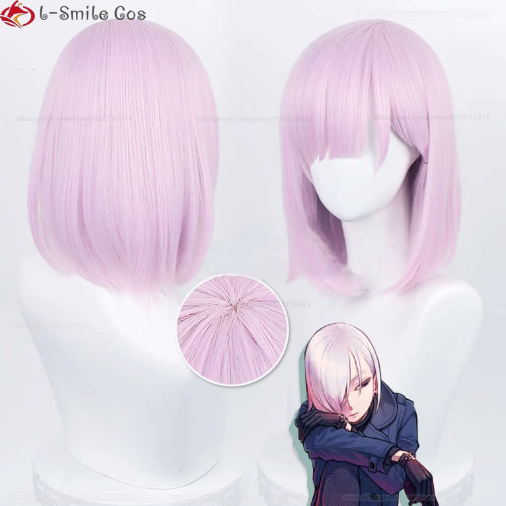 Trajes de Catsuit Anime Spy X Família Cosplay Fiona Frost Wig 37cm Curto Luz Rosa Resistente ao Calor Sintético Nightfall Halloween Party Mulheres Perucas