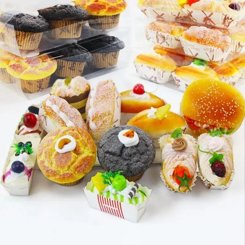 Decorative Flowers PU Simulation Cake Bread High Imitation Fruit Cooking Fake Hamburger Model Storefront Decoration