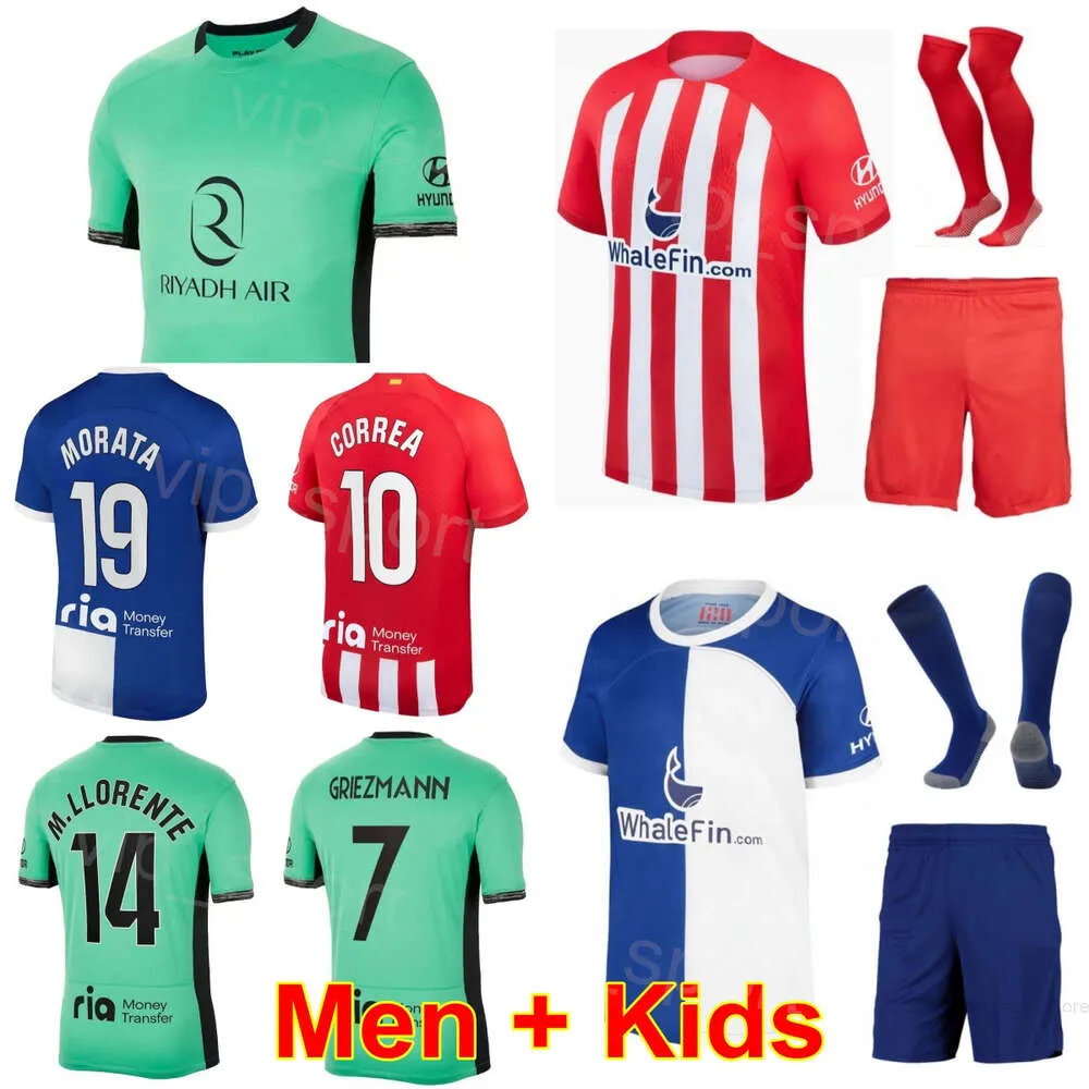 Club Atletico Madrids 14 LLORENTE Soccer Jerseys 22 HERMOSO 8 NIGUEZ 20 WITSEL 16 MOLINA 5 DE PAUL AZPILICUETA MORATA GRIEZMANN CORREA Football Shirt Kits Men Youth