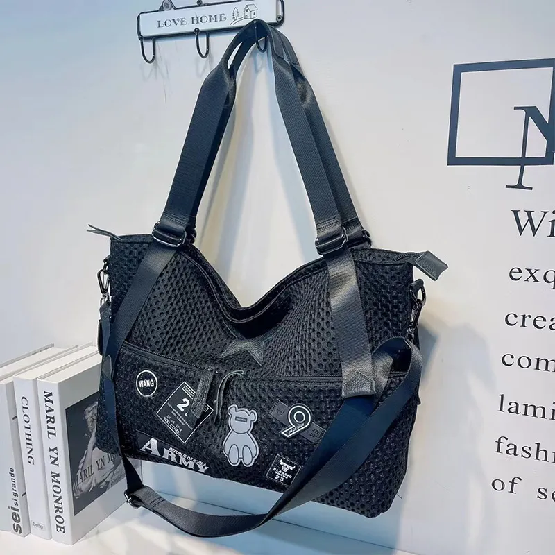 Nowa moda torba na ramię nylonowa spersonalizowana moda marka tkaniny naklejka torebka pojedyncze ramię w torbie crossbody casual duży pojemność torba