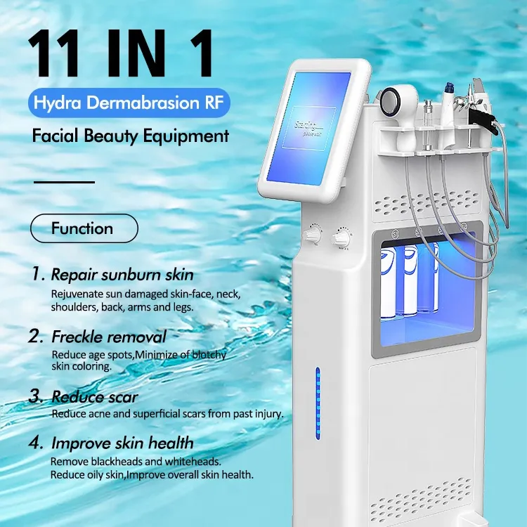 10.2 Inch Screen Skin Care Deep Cleaning Oil Remove Pore Shrink Face Shaping 11 in 1 Instrument Painless Skin Exfoliating Water Jet Dermabrasion Anti-aging Device