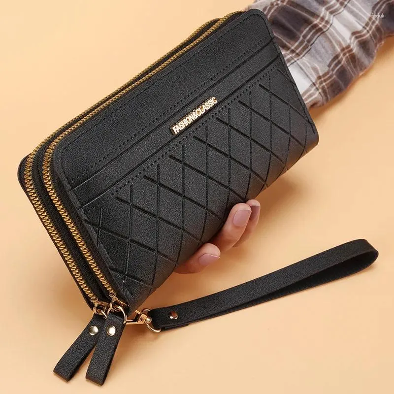 Carteras Cartera Larga Con Doble Cremallera Para Mujer Monederos