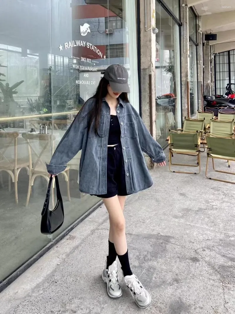 Denim shirt kpop hot sale