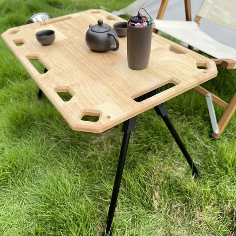 Camp Furniture Outdoor Portable Wooden Folding Table Wine Rack For Camping Picnic Travel Foldable Fruit Glass Holder