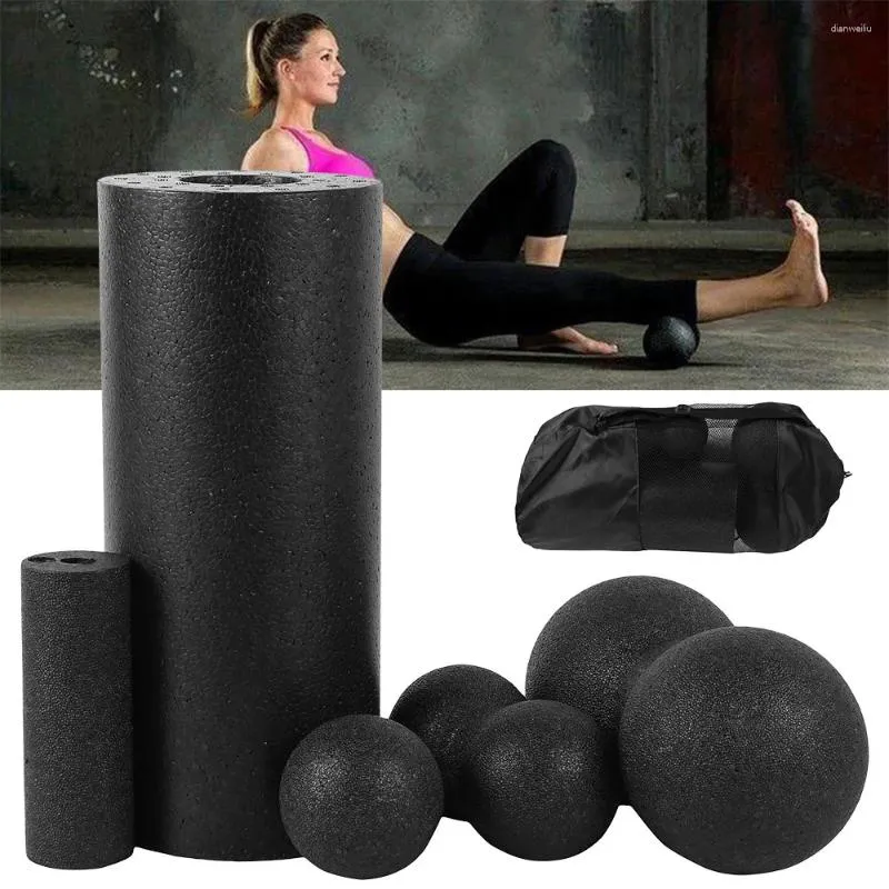 Yoga blockerar 3/5st Massage RollerFitness Ball Foam Roller Set för ryggsmärta Självmyofascial behandling Pilates Muskelfrisättningsövningar