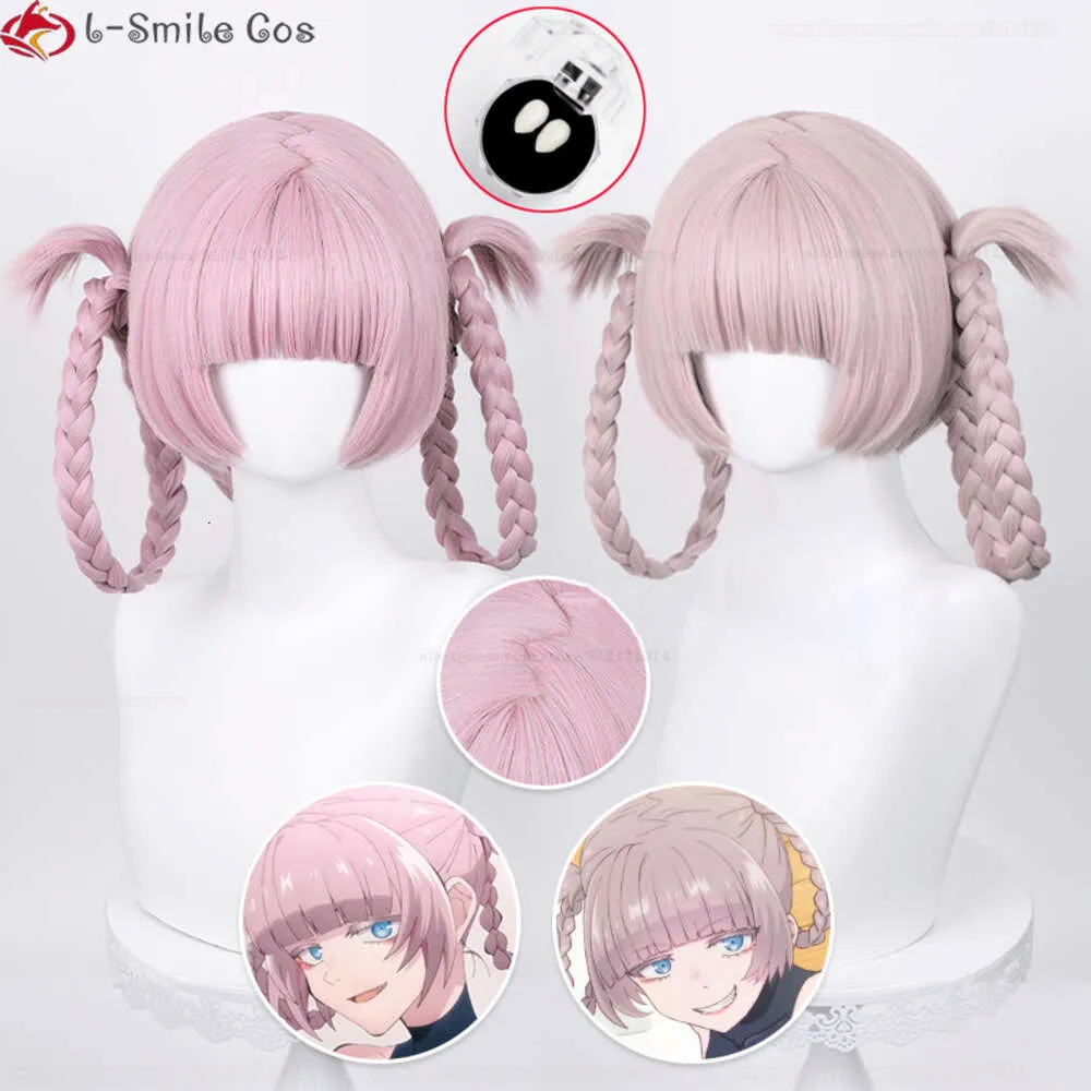 Catsuit kostümleri anime gecenin çağrısı yofukashi no uta nanakusa nazuna açık pembe cosplay ısıya dayanıklı perucas sentetik saç + peruk kapağı