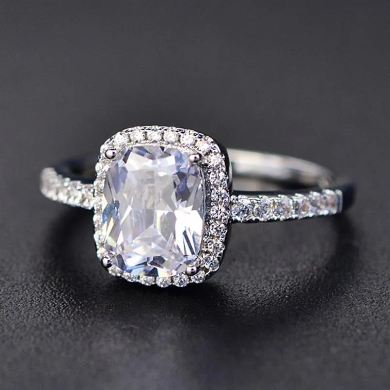 925 prata esterlina moissanite certificado diamante anel de casamento para mulheres noivado quadrado colorido pedra preciosa zircão moda anéis243s