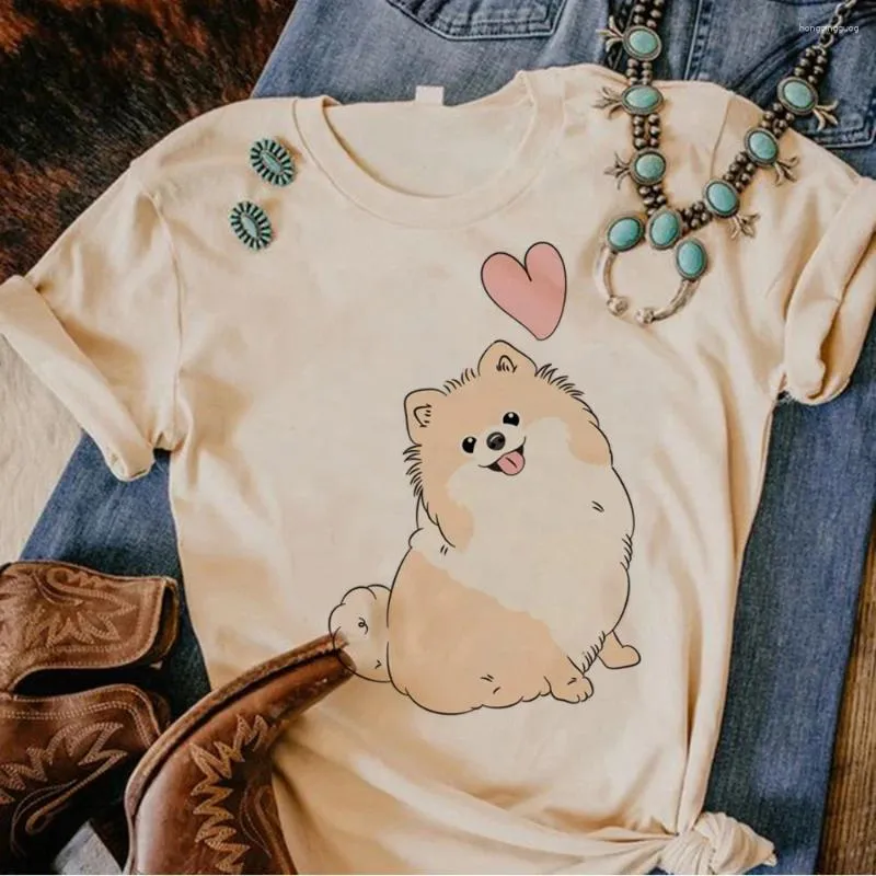 Kvinnors T -skjortor Pomeranian Tshirt Kvinnor Streetwear Roliga Tee Kvinnliga grafiska kläder