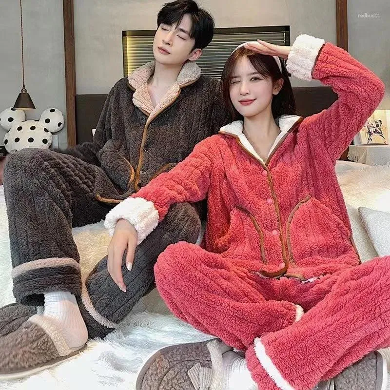 Homens sleepwear roupas de sono inverno loungewear terno casal pijamas mulheres grosso quente homens oversized outerwear casa conjuntos pijamas