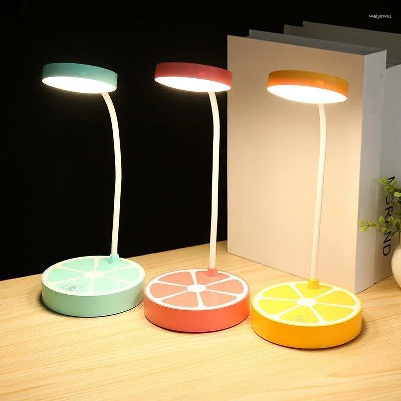 Lampes de table Dimmable LED Lampe de bureau USB Charge Livre Lecture Lumière réglable Rechargeable Maison Couleur Orange Fraîche