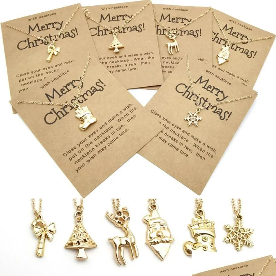 Pendant Necklaces Charm Christmas For Women Men Merry Snowman Santa Claus Link Chain Necklace Xmas Jewelry Gift Drop Delivery Pendant Otj5Z
