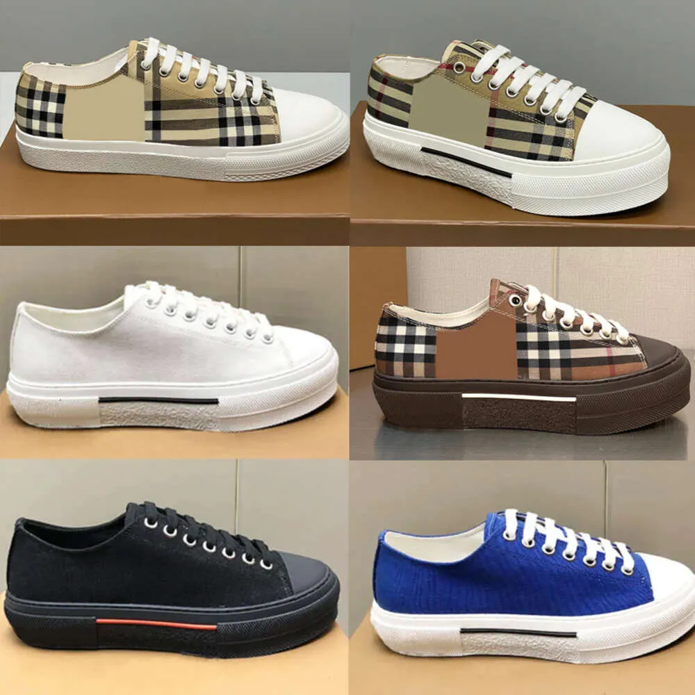 Designer Print Check Sneakers Men Casual Shoe Pink White Classic Plaid Cotton Outdoor Lace Up Shoes Storlek 36-45 med Box No288