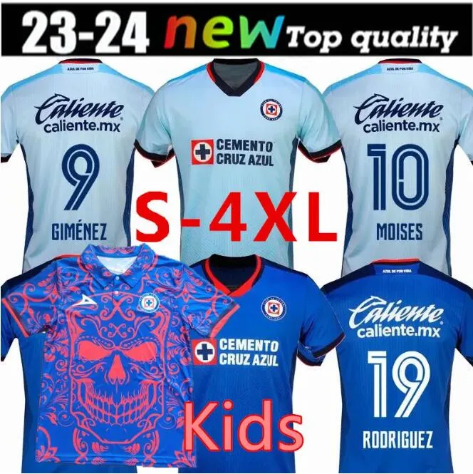 4XL 2023 24 Cruz Azul ROTONDI Футбольные майки 2023 24 RODRIGES PINEDA ALVARADO ROMO футбольная рубашка Tabo GIMENEZ ROMERO дома в гостях Мужчины Детский комплект униформа666