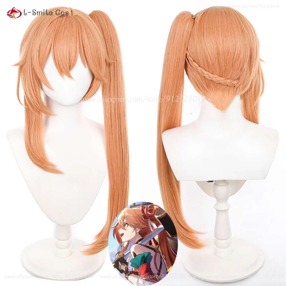 Costumes Catsuit jeu Honkai Star Rail Guinaifen Cosplay 70 cm Orange avec queue de cheval femmes Anime cheveux synthétiques résistants à la chaleur + bonnet de perruque