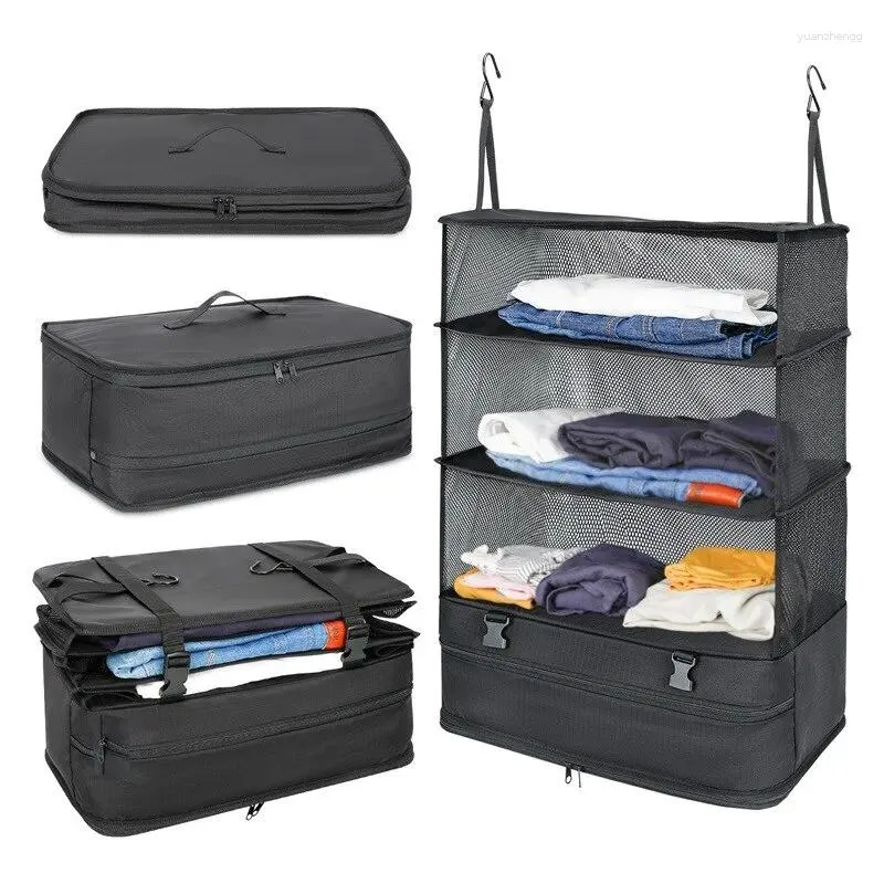 Förvaringslådor 1 Set Housewares Bagage Travel Organizer Essentials Hängande förpackningsbitar Hyllor Tvättfack