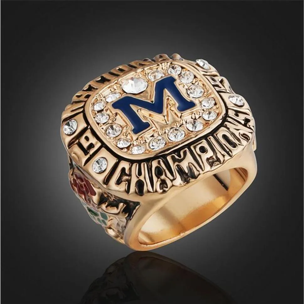 NCAA 1997 University of Michigan Wolverine Rose Bowl High-end-end Ring Pierścień Biżuterii Męscy BINDING BINDAL Dift Fan Memor2493