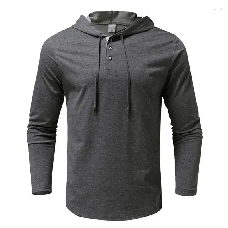 Mens Lightweight Long Sleeve Hooded Sports Top With Thick