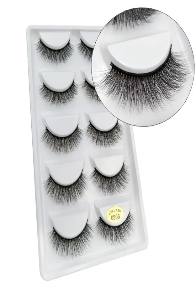 5pairs Faux Fiber False Eyelashes Lashes Fake Hape