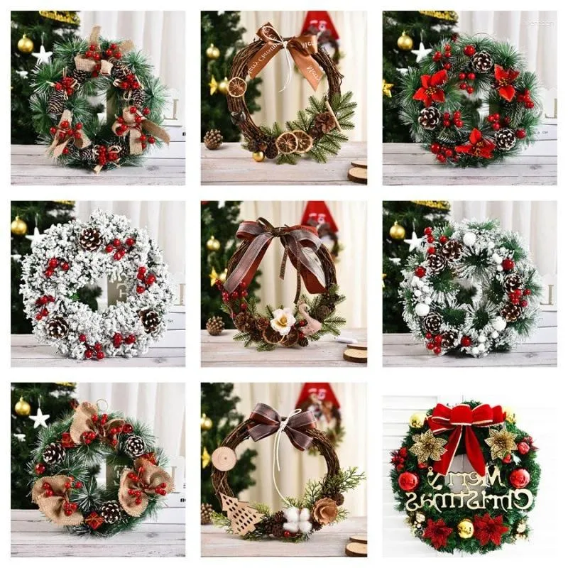 Dekorative Blumen Roter Weihnachtskranz für Haustür Gold Fenster Wand Jahresdekorationen 2023 Girlande Ornament Guirnalda Navidad