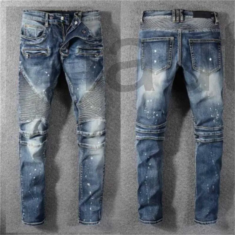 Beste Distressed Herenkleding Ripped Biker Fit Motorcycle Bikers Denim voor s Mans Zwarte broek Pour Hommes