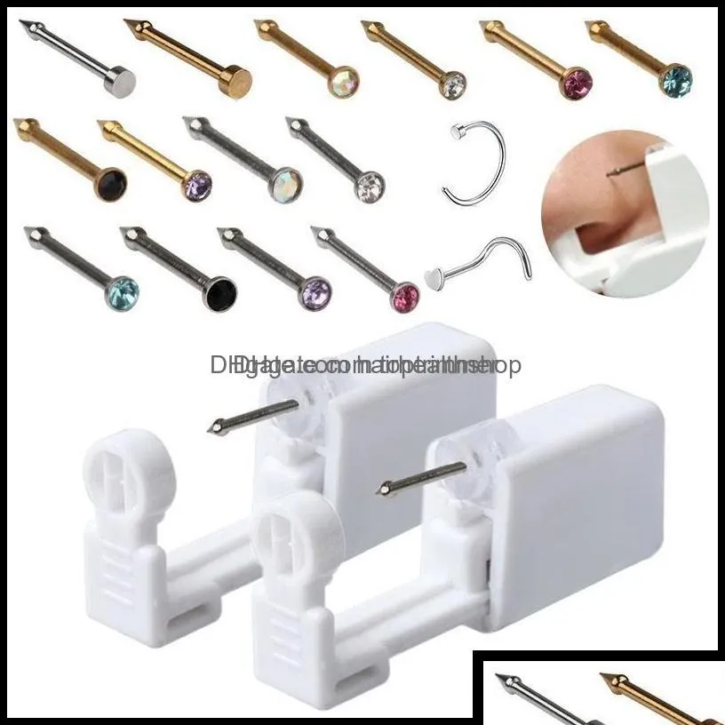 Piercing Kits Piercing Kits Tattoos Body Art Health Beauty Beautydisposable Safe Sterile Pierce Unit For Gem Nose Studs Gun Piercer To Dhw9Y