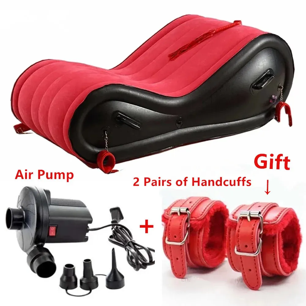 Bondage Red Inflatable Sex Sofa Furniture 440lb Load Carrying Capacity EP PVC Pillow Air Cushion Bed Chair For Couples Adults Men Women 231027