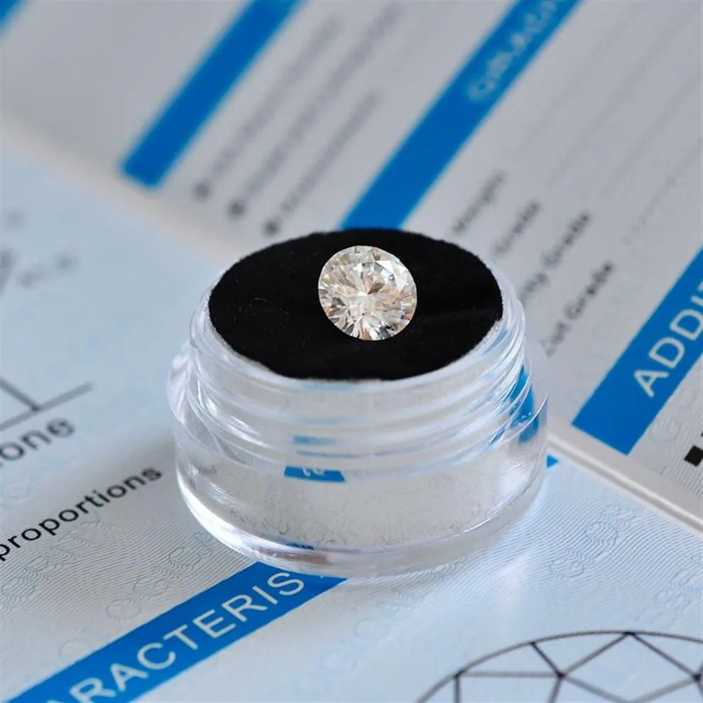 Löst Moissanite 1CT 6 5mm GH Color Round Brilliant Cut VVS1 Ring Armband Smycken DIY Material Lab Diamond181Z