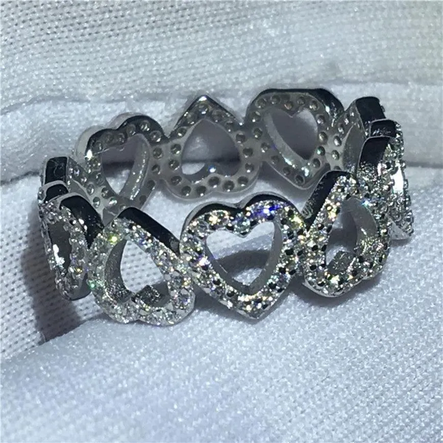 Anello di promessa a forma di cuore Vecalon Anello di fidanzamento con diamante in argento sterling 925 reale al 100% per le donne Gioielleria raffinata258b