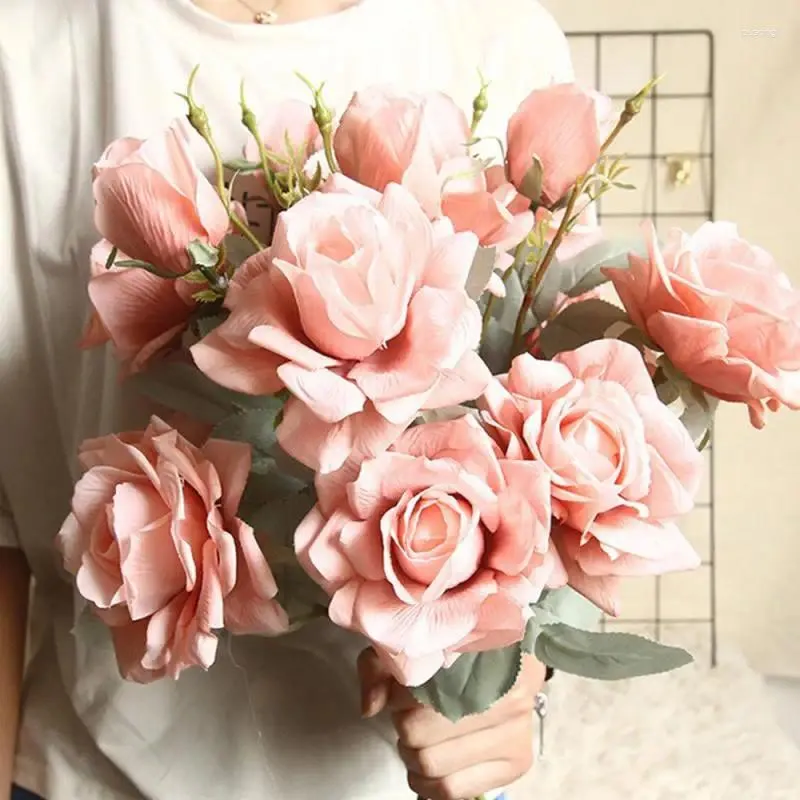 Fiori decorativi Rosa artificiale Colore naturale 48,6 grammi Fiore Rose di alta qualità Forte senso di gerarchia