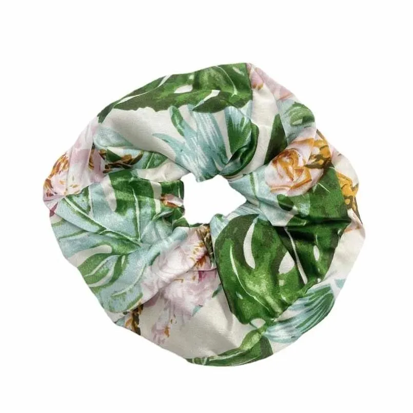 Accessori per capelli Donne coreane Scrunchie Hearwear Ragazze Cravatta Lady Scrunchies Coda di cavallo Supporto femminile Corda Fiore Stampa Consegna di goccia Prod Dhig3